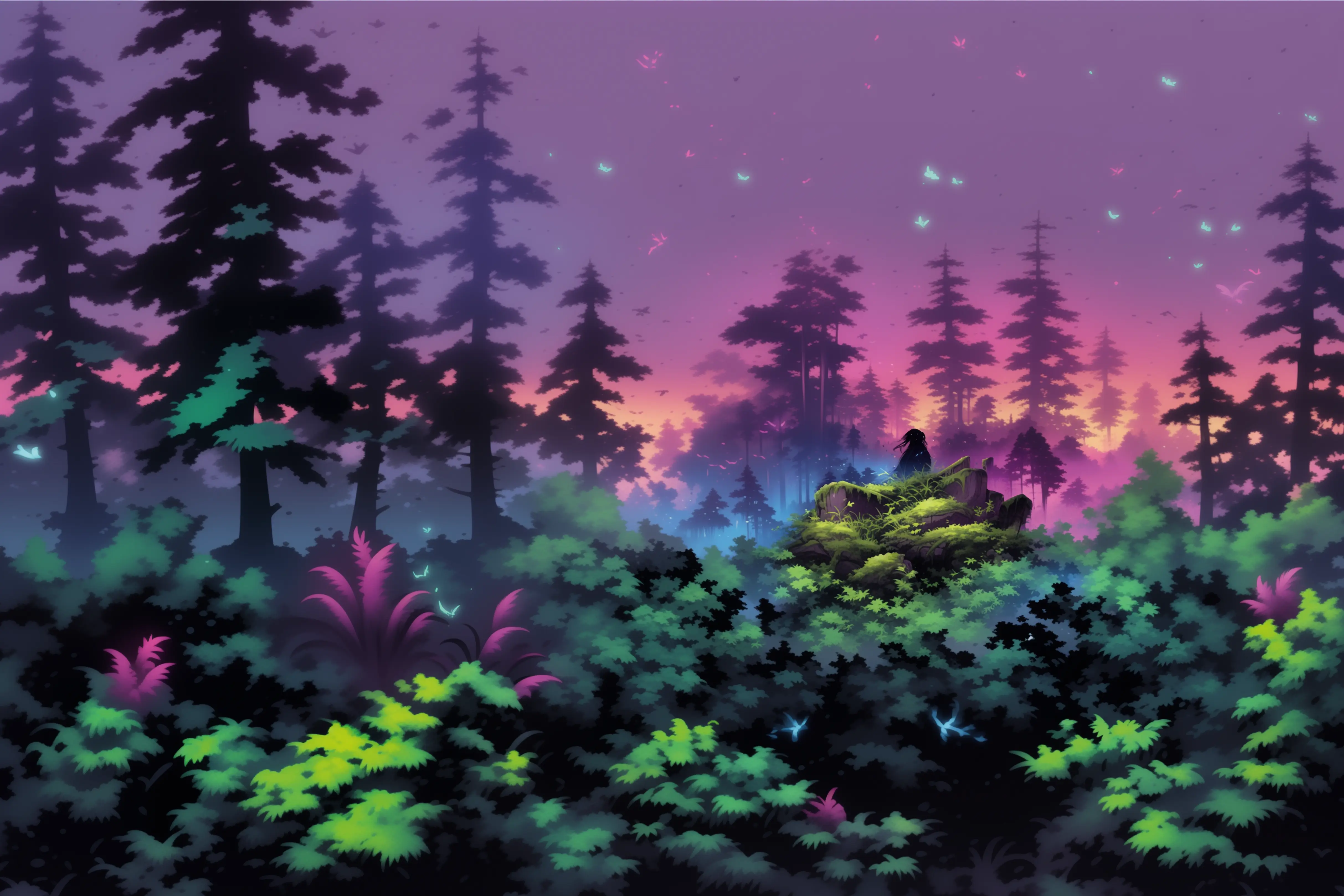 Mystieke bosbachtergrond